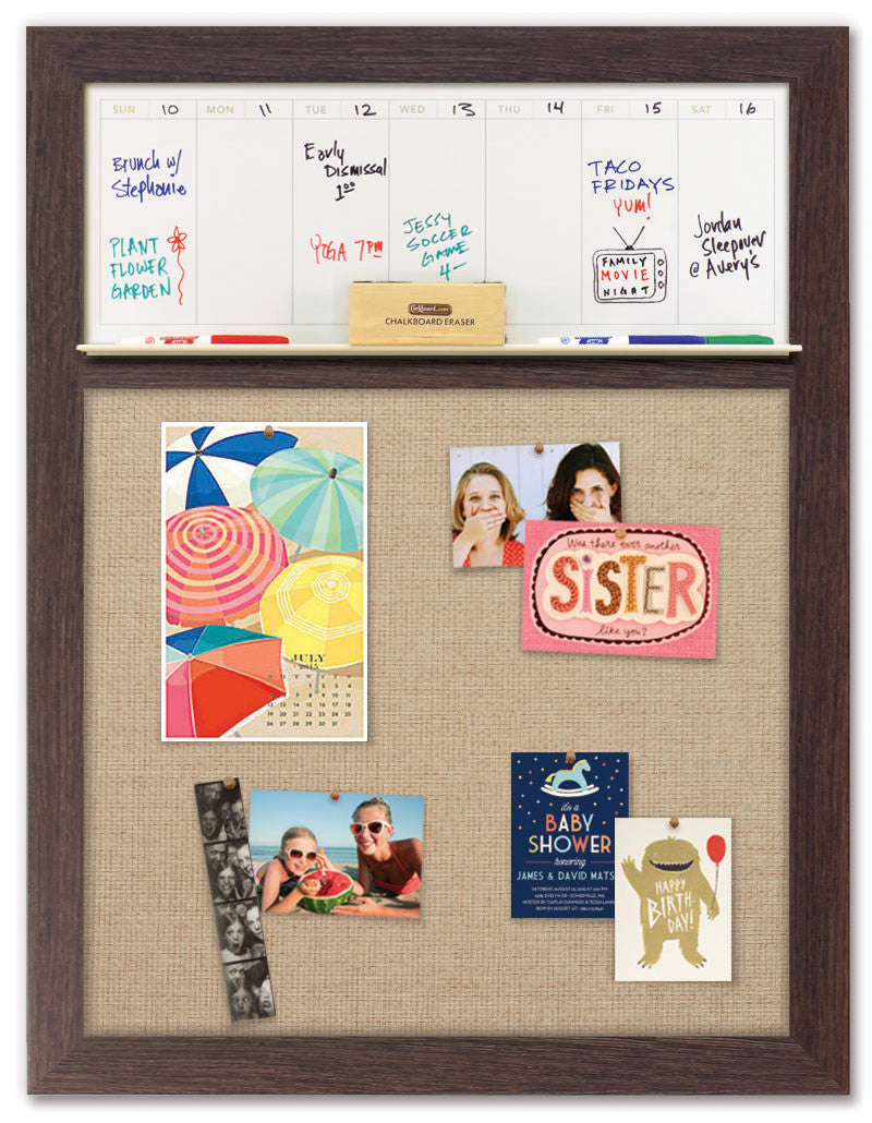 28" x 36" Weekly Dry Erase Calendar - Boardwalk Frame/Burlap