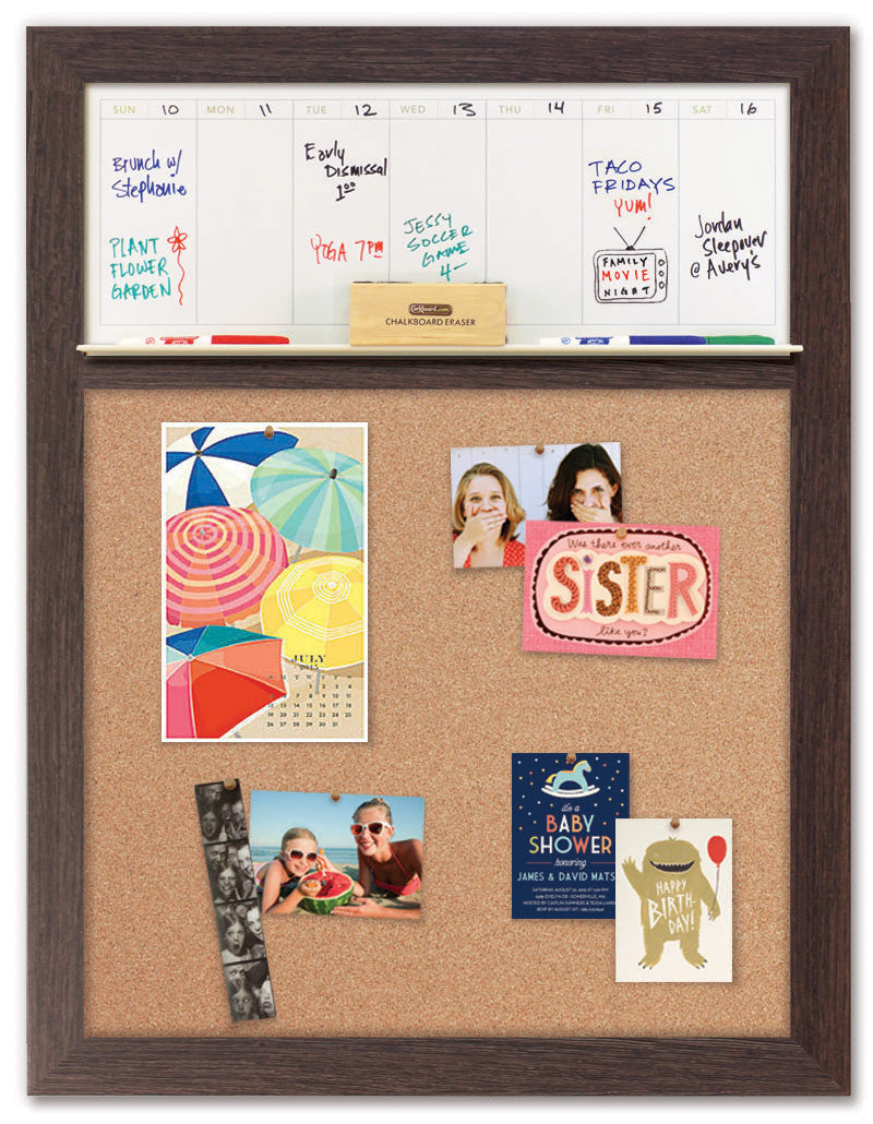 28" x 36" Weekly Dry Erase Calendar - Boardwalk Frame/Cork