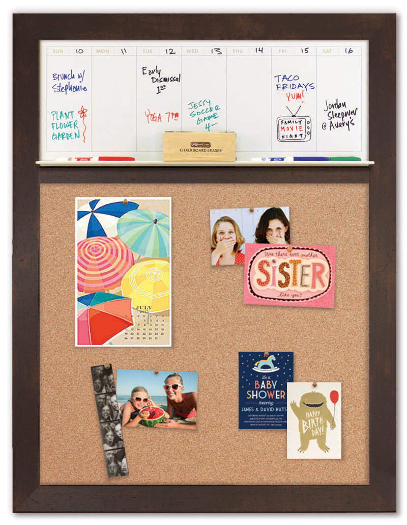 28" x 36" Weekly Dry Erase Calendar - Espresso Frame/Cork