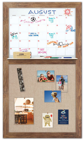 28" x 48" Dry Erase Calendar - Barnboard Frame/Burlap