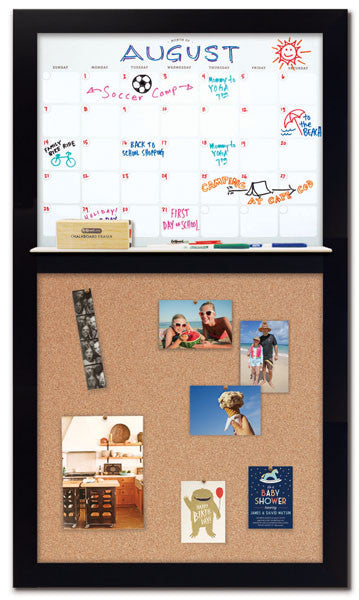 28" x 48" Dry Erase Calendar - Black Frame/Cork