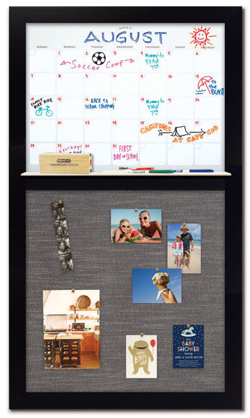 28" x 48" Dry Erase Calendar - Black Frame/Pewter