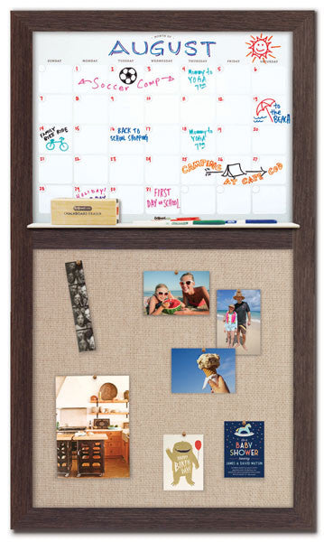 28" x 48" Dry Erase Calendar - Boardwalk Frame/Burlap