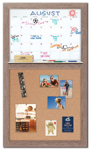 28" x 48" Dry Erase Calendar - Driftwood Frame/Cork