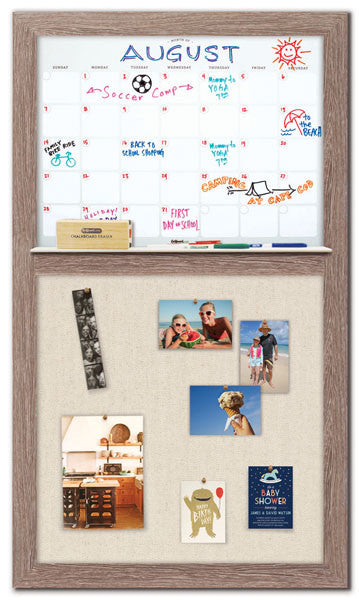 28" x 48" Dry Erase Calendar - Driftwood Frame/Twine