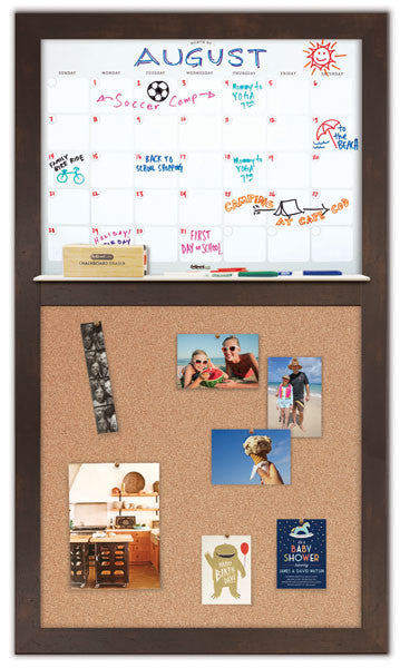 28" x 48" Dry Erase Calendar - Espresso Frame/Cork