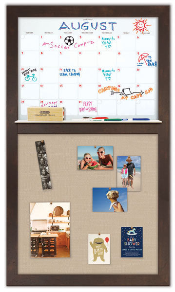 28" x 48" Dry Erase Calendar - Espresso Frame/Khaki