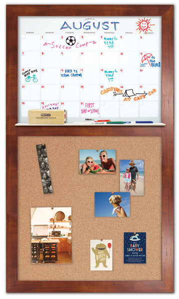 28" x 48" Dry Erase Calendar - Honey Frame/Cork