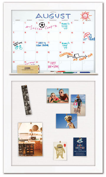 28" x 48" Dry Erase Calendar - White Frame/Snow