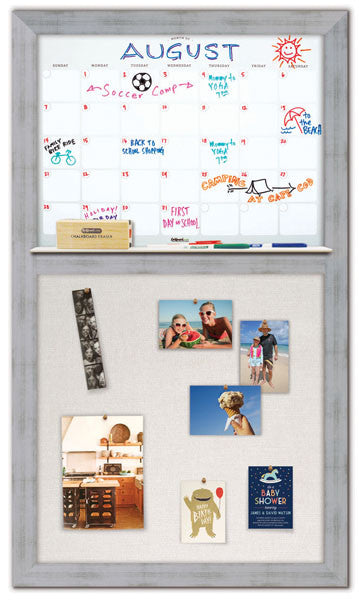 28" x 48" Dry Erase Calendar - Torino Silver Frame/Ash Grey