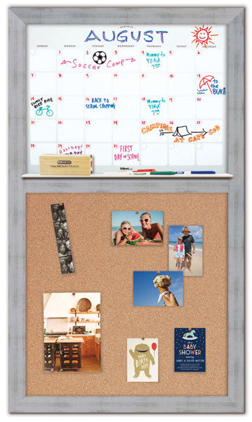 28" x 48" Dry Erase Calendar - Torino Silver Frame/Cork