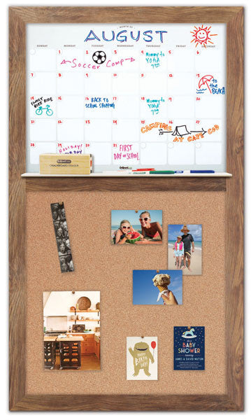 28" x 48" Dry Erase Calendar - Barnboard Frame/Cork