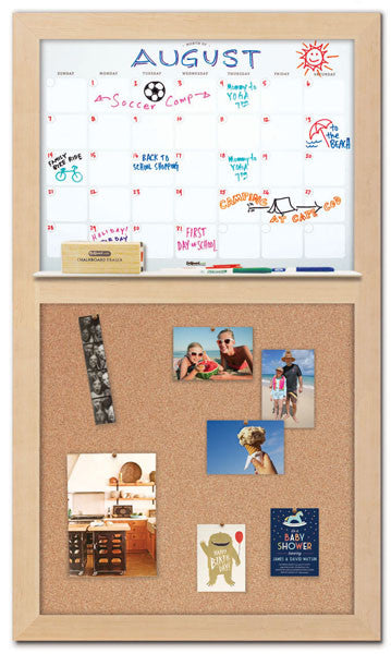 28" x 48" Dry Erase Calendar - Maple Frame/Cork