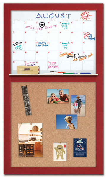 28" x 48" Dry Erase Calendar - Red Frame/Cork