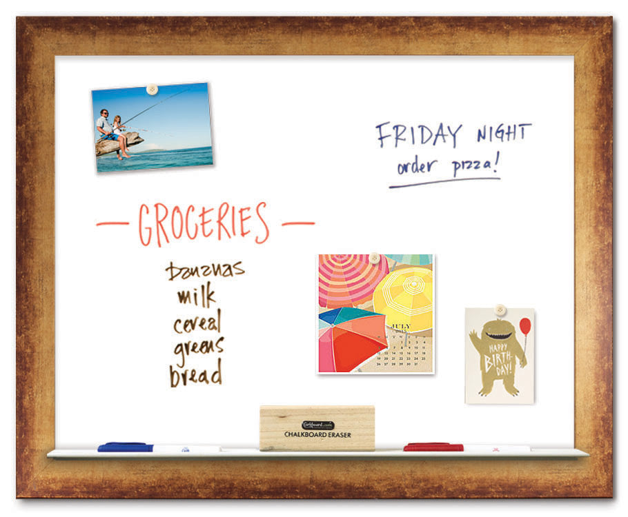 30" x 24" Dry Erase Board - Gold Frame