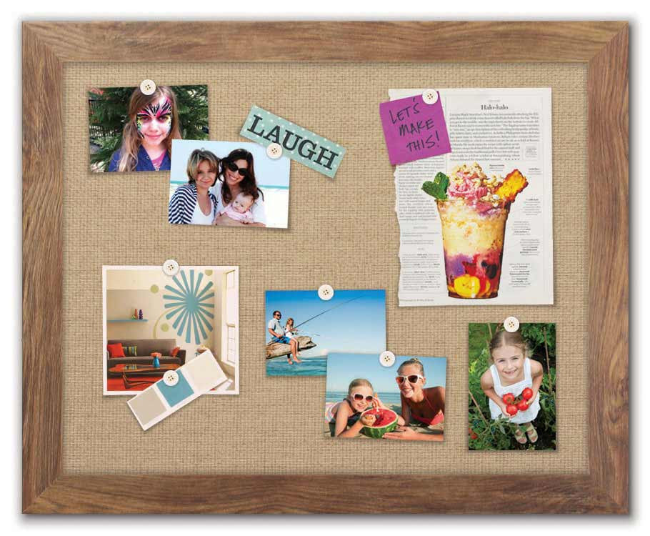 30" x 24" Framed Magnet Board - Barnboard / Burlap