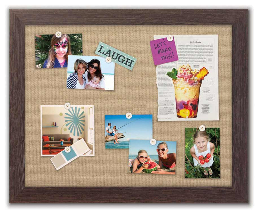 30" x 24" Framed Magnet Board - Boardwalk / Burlap