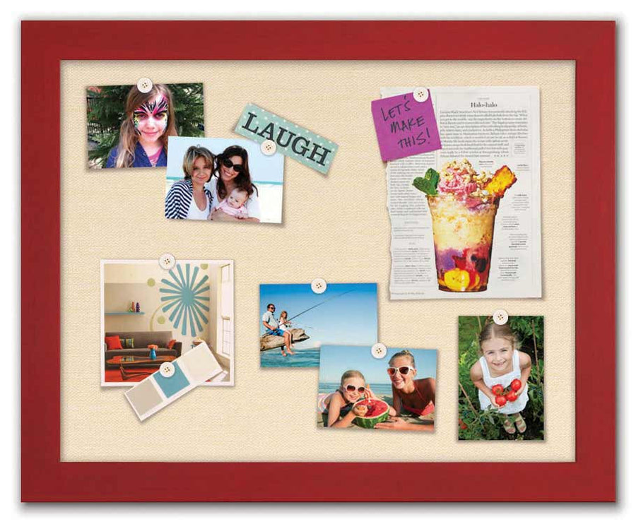 30" x 24" Framed Magnet Board - Red / Ivory