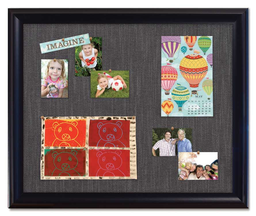 36 x 30 Bulletin Board - Sutton Black frame + Pewter