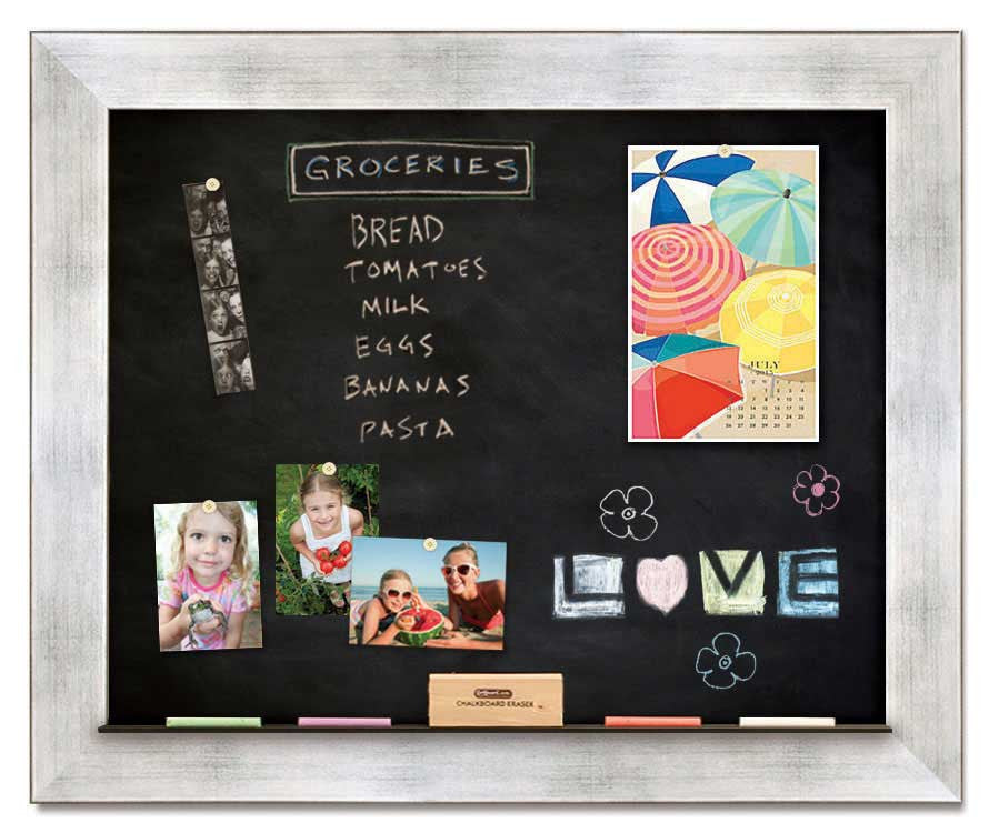 36" x 30" Chalkboard - Torino Silver frame