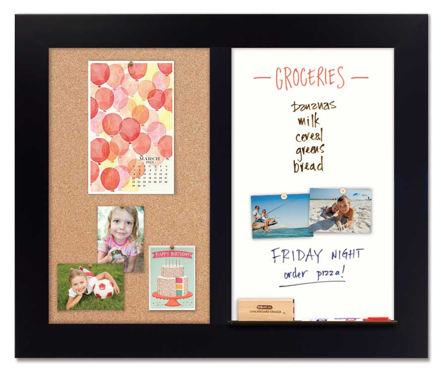 36" x 30" Dry Erase Combo Board - Black/Cork