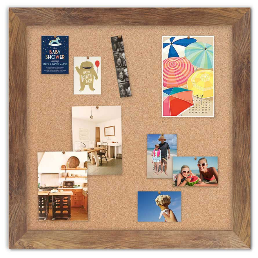 36" x 36" Cork Board - Barnboard frame