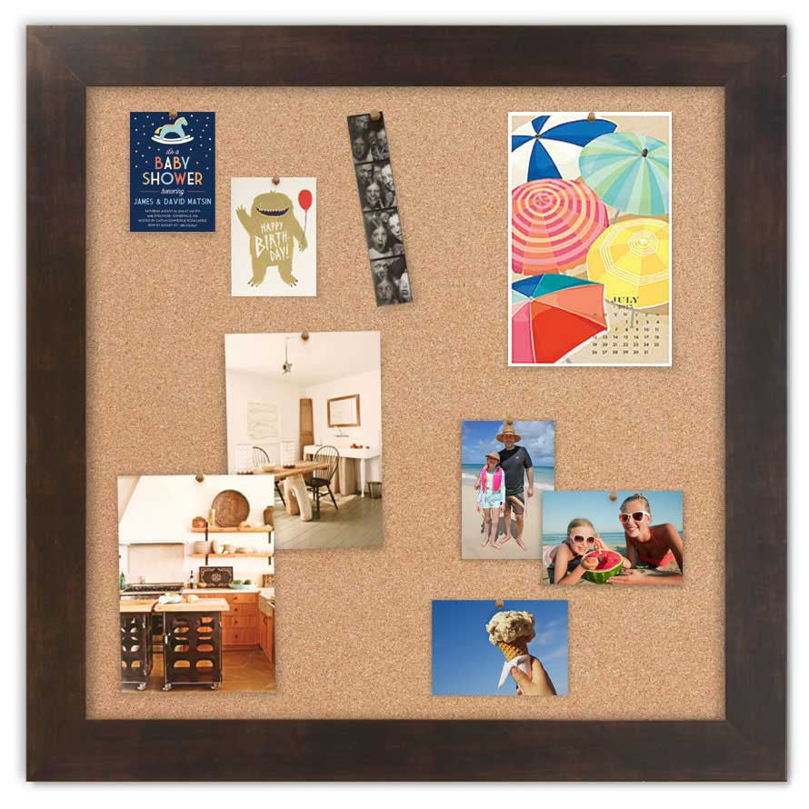 36" x 36" Cork Board - Espresso frame