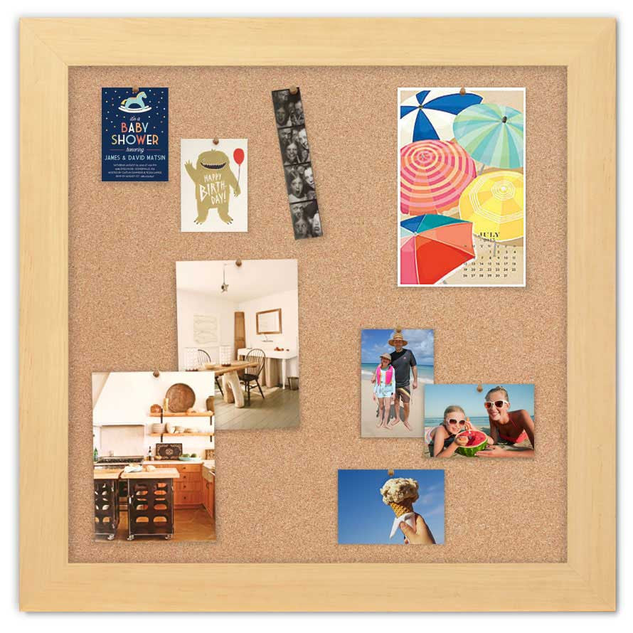 36" x 36" Cork Board - Maple frame