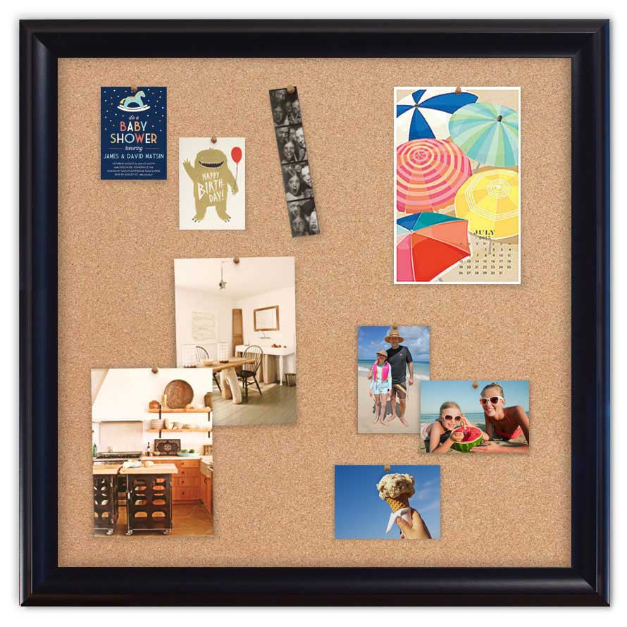 36" x 36" Cork Board - Sutton Black frame