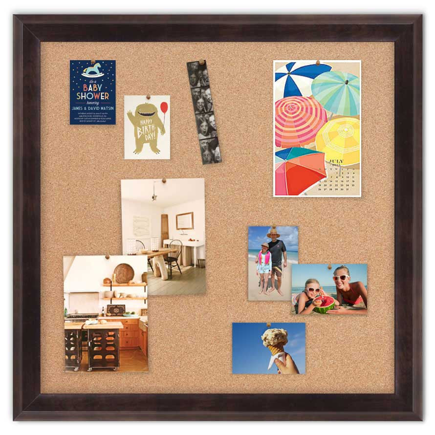 36" x 36" Cork Board - Sutton Espresso frame