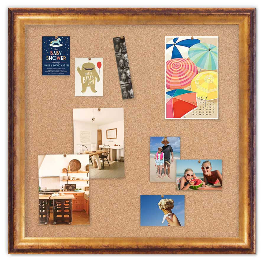 36" x 36" Cork Board - Sutton Gold frame