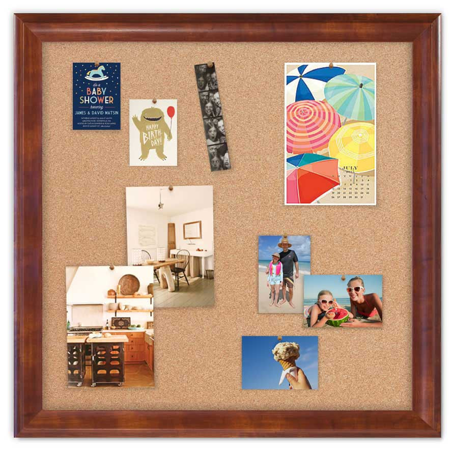 36" x 36" Cork Board -Suton Honey frame