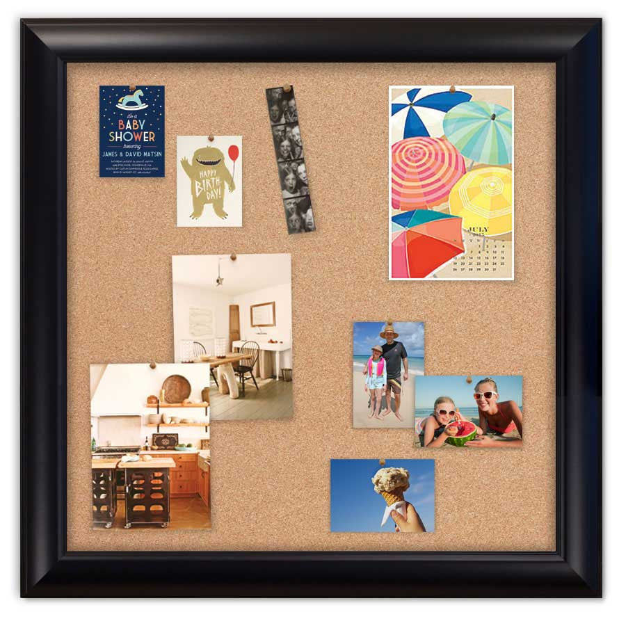 36" x 36" Cork Board - Weston Black frame