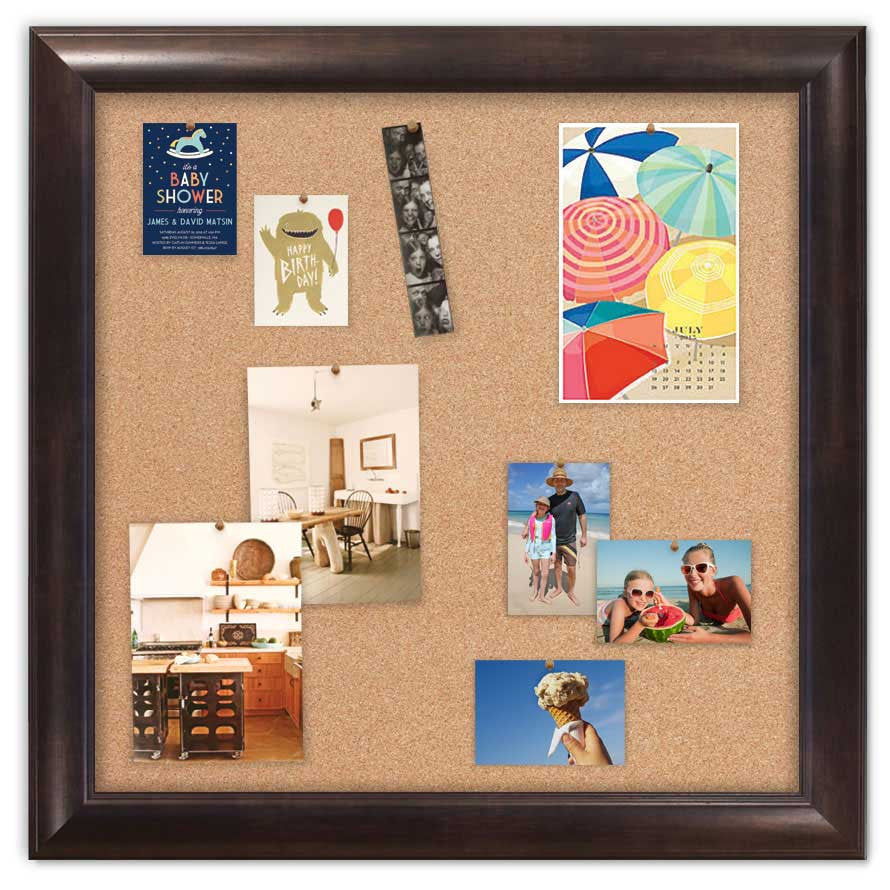 36" x 36" Cork Board - Weston Espresso frame