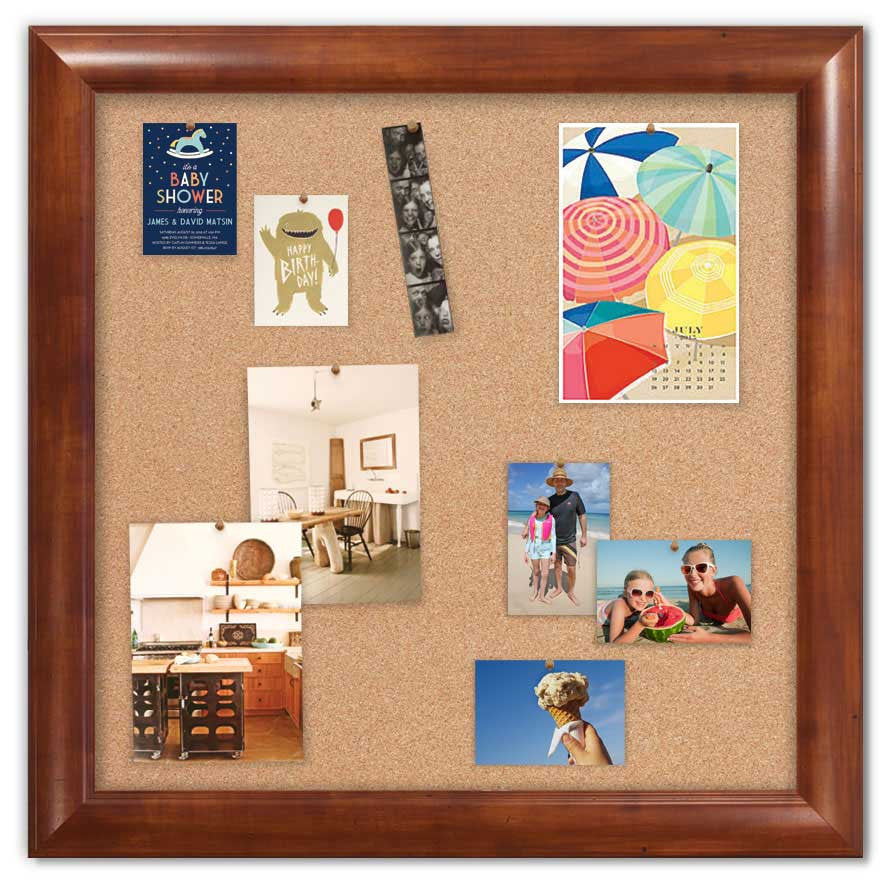 36" x 36" Cork Board - Weston Honey frame