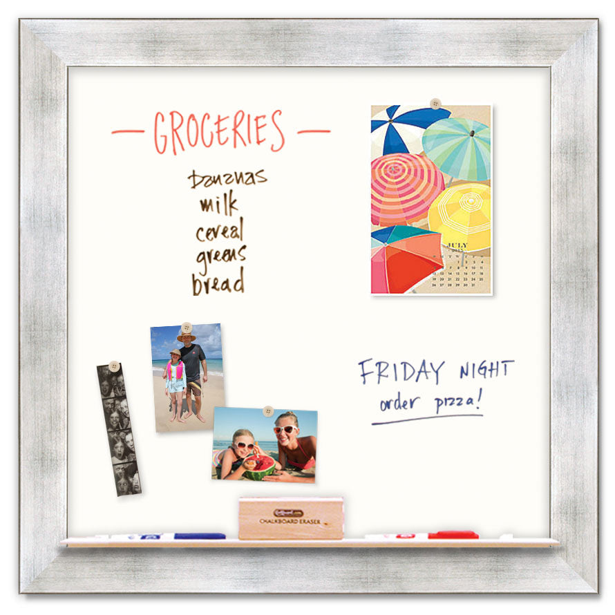 36" x 36" White Board - Torino Silver Frame