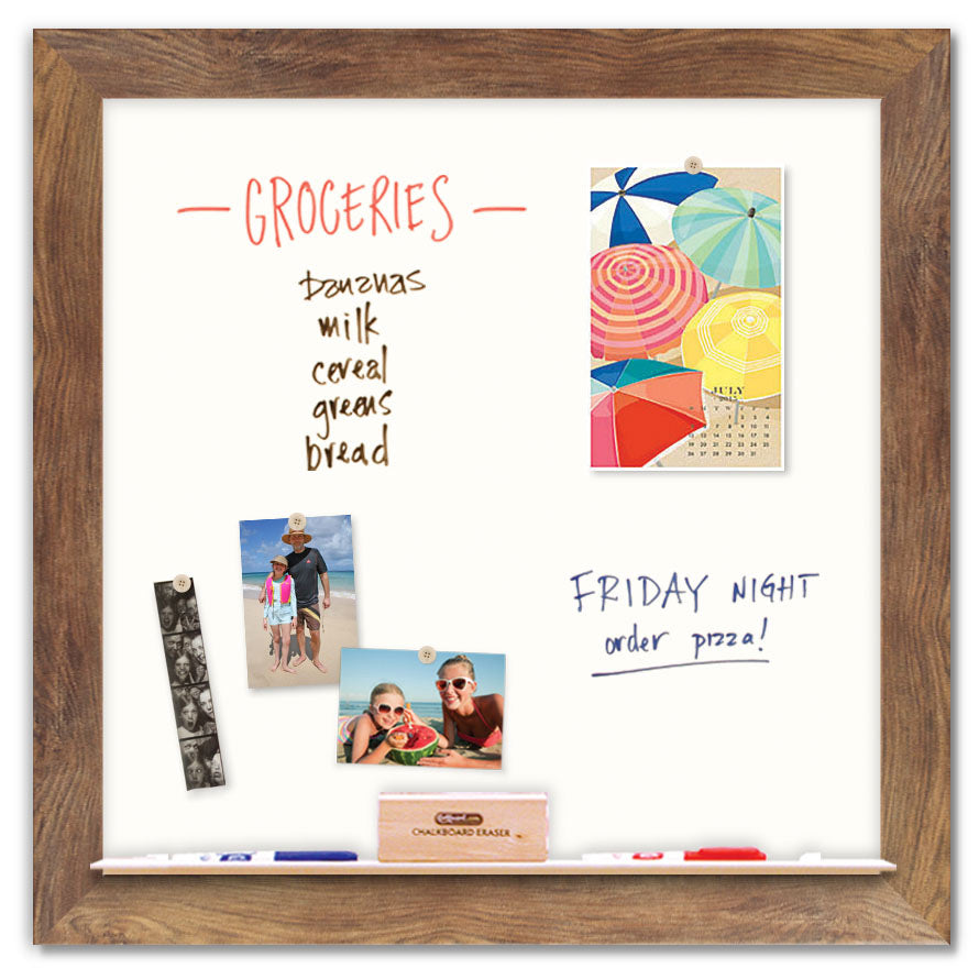 36" x 36" White Board - Barnboard Frame