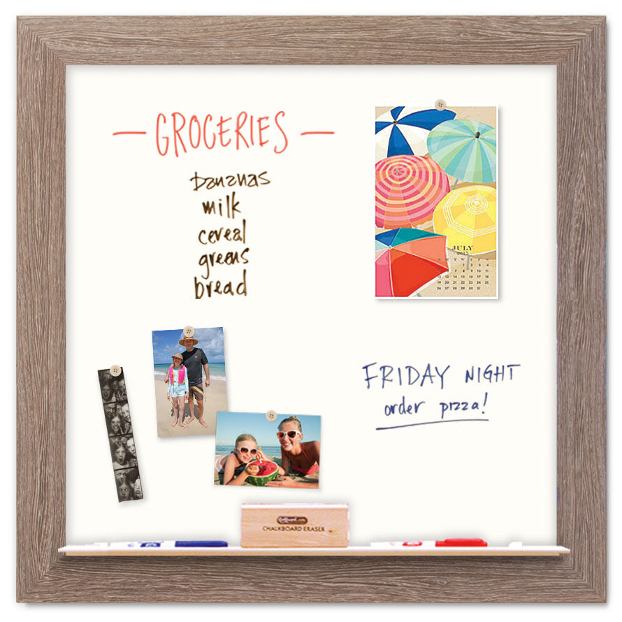 36" x 36" White Board - Driftwood Frame