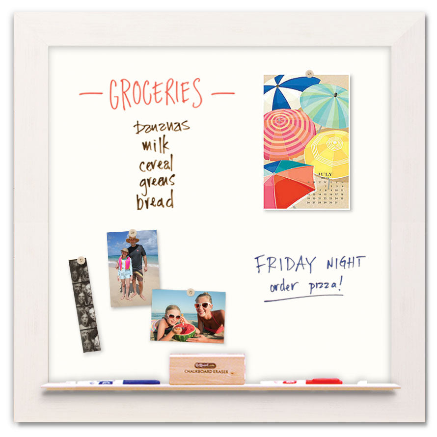 36" x 36" White Board - Driftwood White Frame