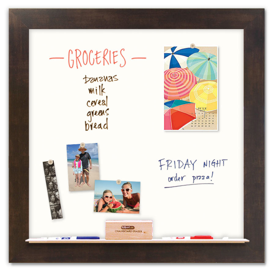 36" x 36" White Board - Espresso Frame