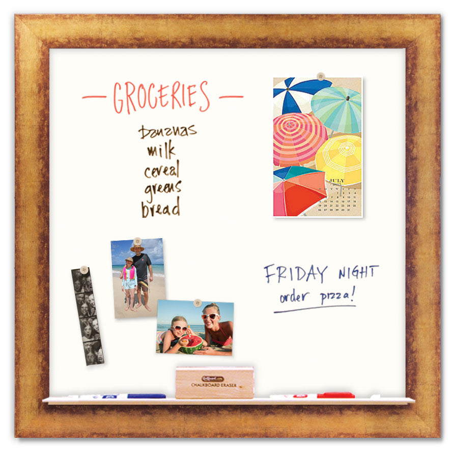 36" x 36" White Board - Gold Frame