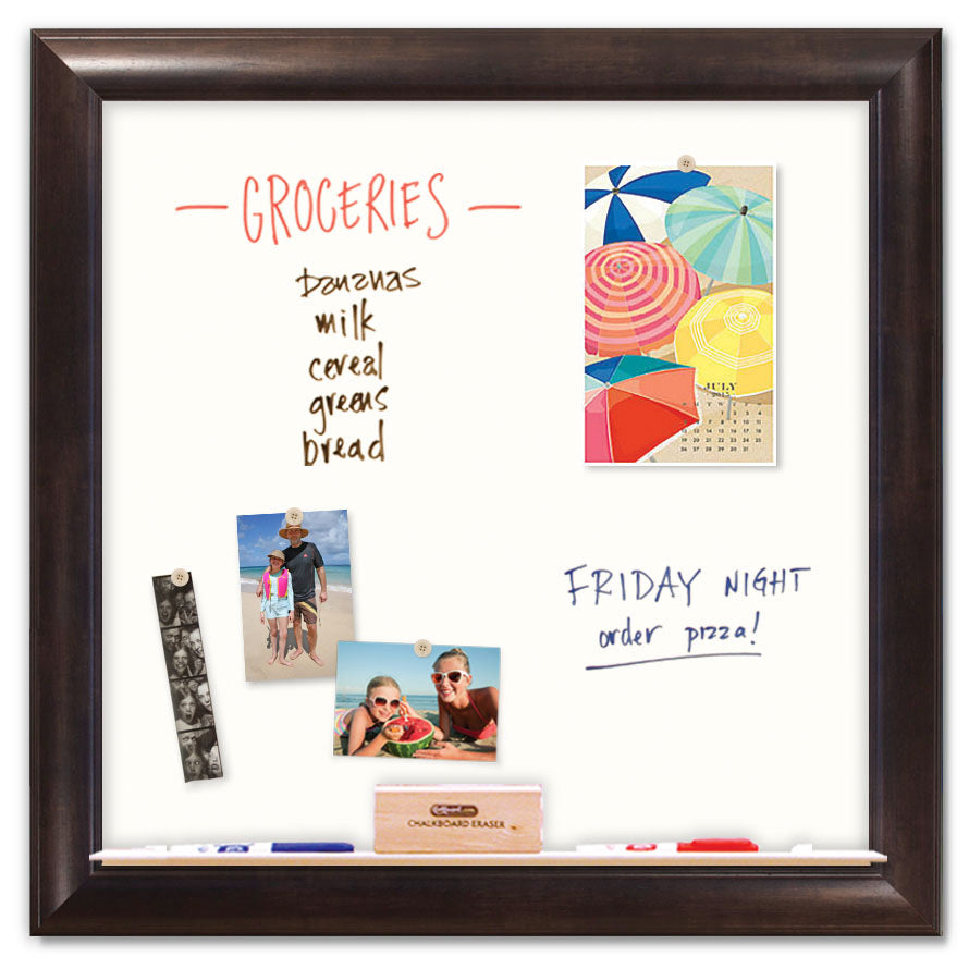 36" x 36" White Board - Weston Espresso Frame