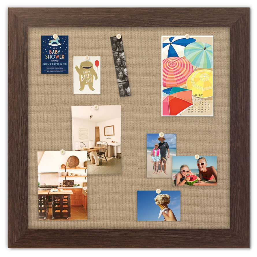 36" x 36" Framed Magnet Board - Boardwalk/ Burlap