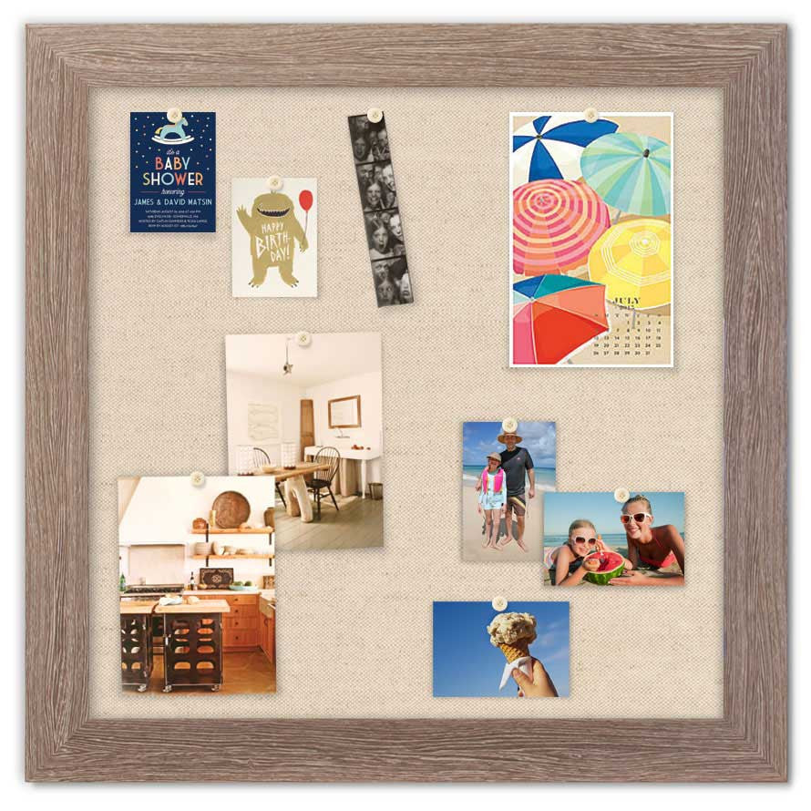 36" x 36" Framed Magnet Board - Driftwood/ Twine