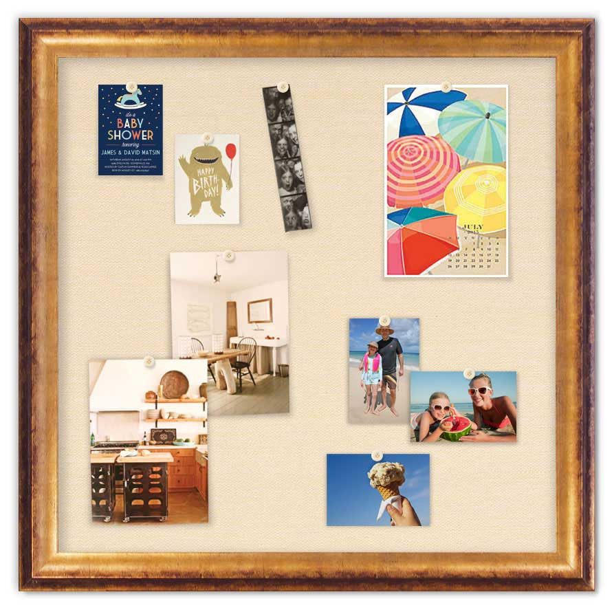 36" x 36" Framed Magnet Board - Sutton Gold/ Ivory