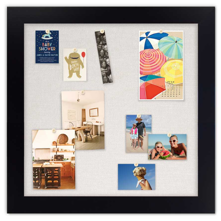 36" x 36" Framed Magnet Board - Black/ Ash