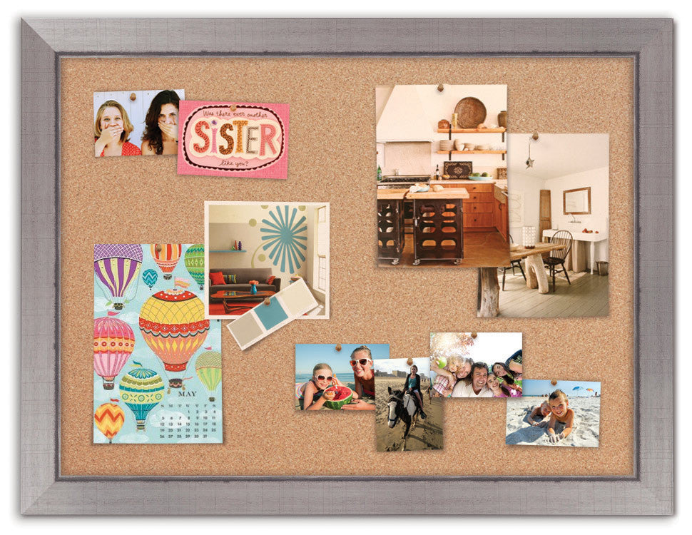 42" x 32" Cork Board - Drexall Silver frame