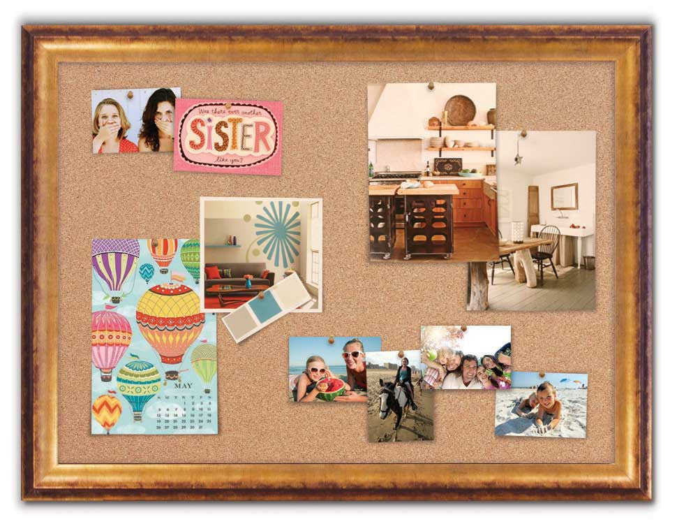 42" x 32" Cork Board - Sutton Gold frame