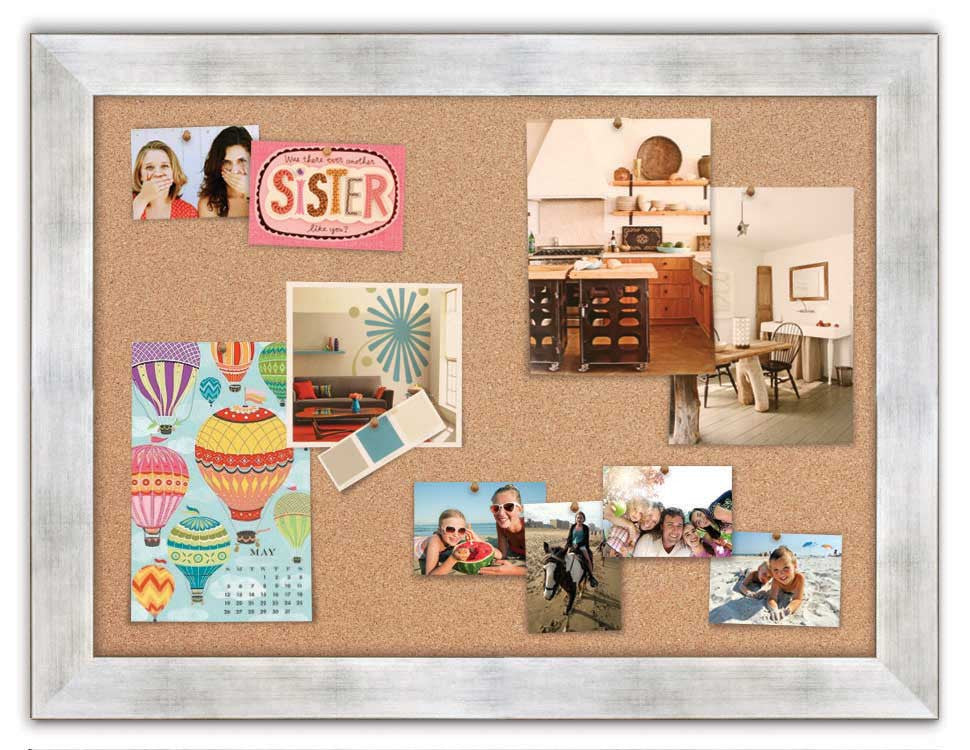 42" x 32" Cork Board - Torino Silver frame