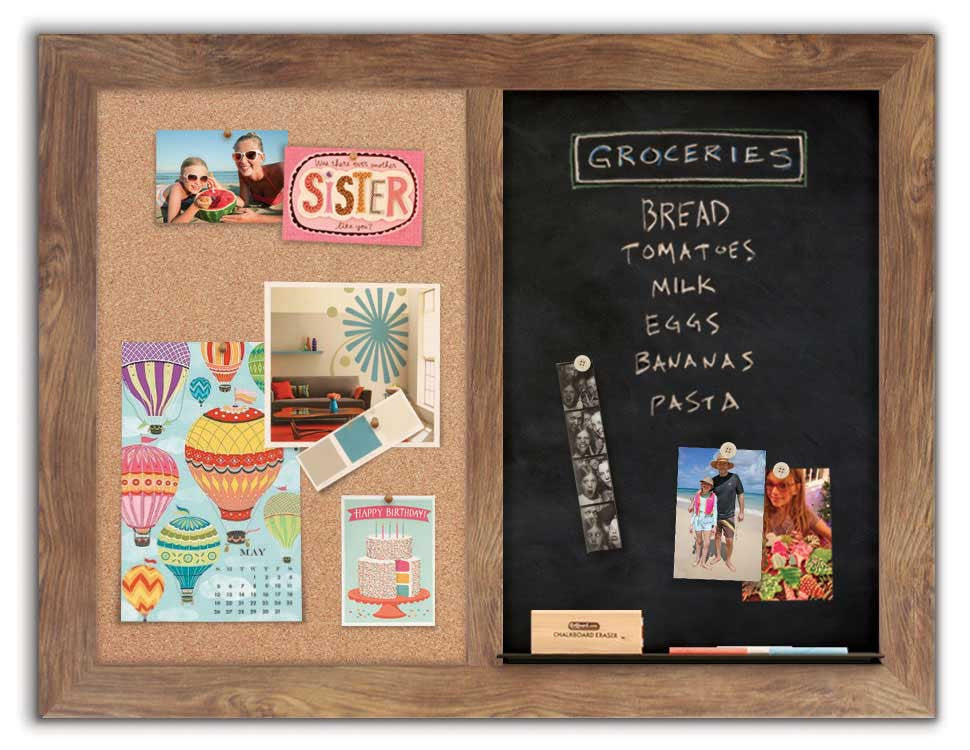 42" x 32" - Chalk Combo Board - Barnboard frame with cork